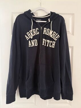 Abercrombie & Fitch Navy Hoodie with White Logo